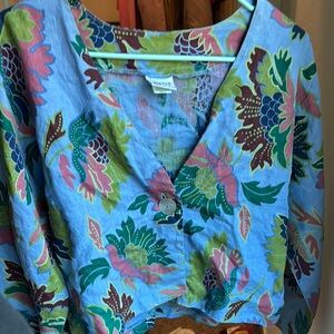 Habitat Blue and Pink Blouse Elegant Top